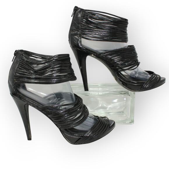 Size 10 CHINESE LAUNDRY Heels FAIR Black Strappy Ankle BackZip - Picture 10 of 10